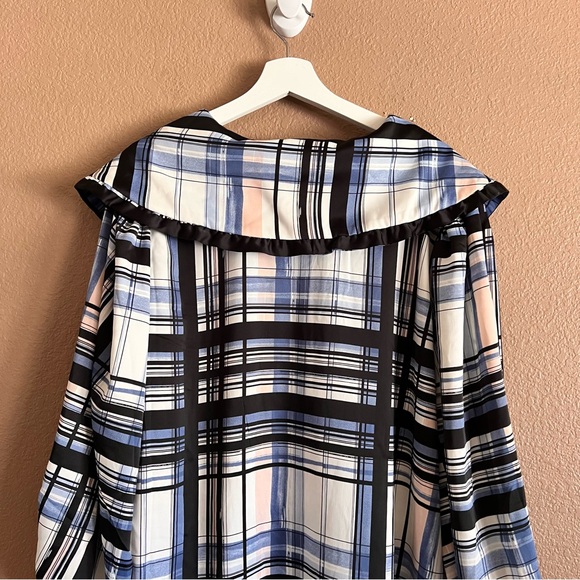 Eloquii Plaid Long Puff Sleeved Collar Mini Satin Dress Size 20 NWT - Picture 10 of 12